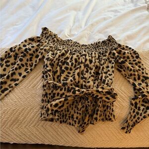Express Animal Print Off-Shoulder Blouse